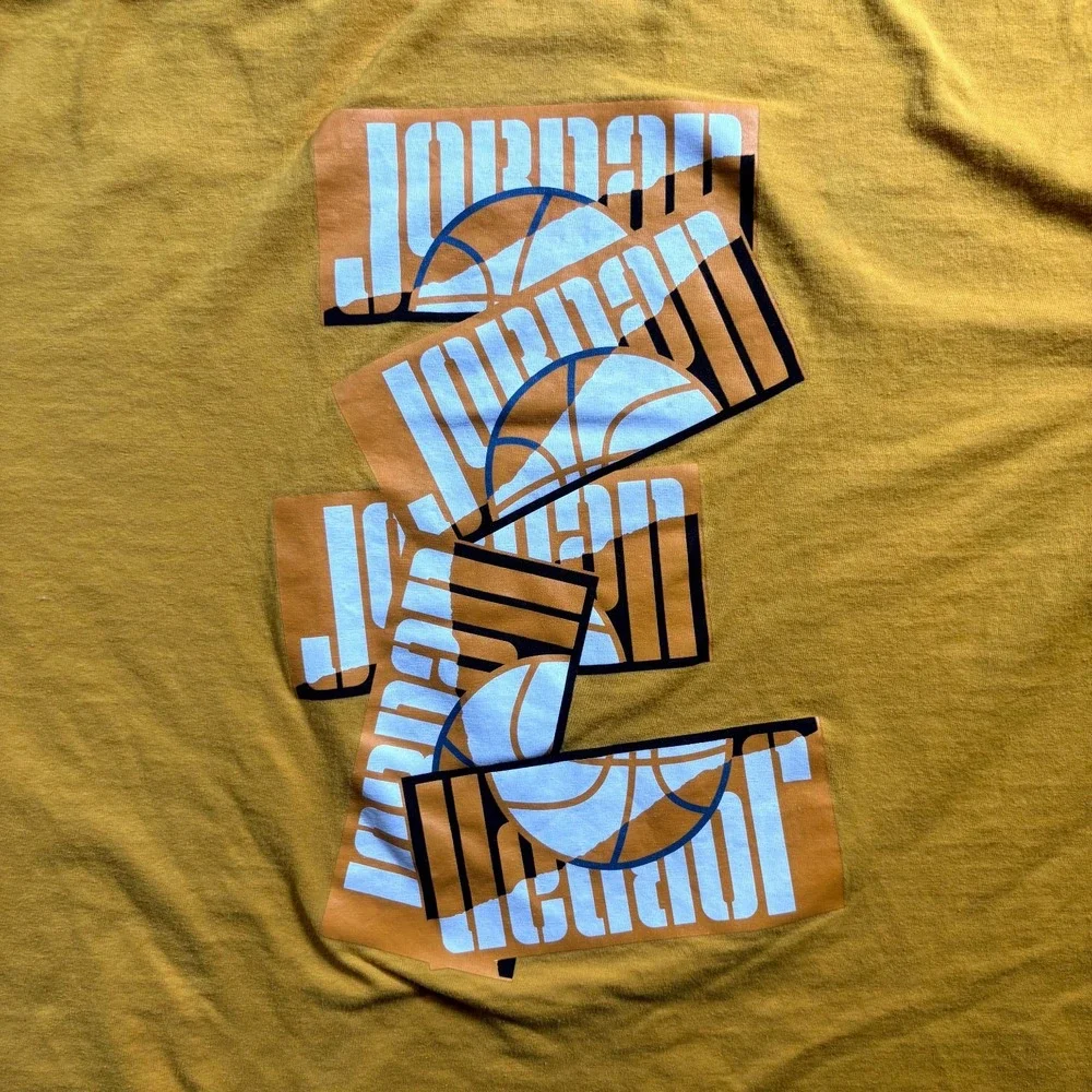 Jordan T-Shirt Men's XL Yellow Graphic 100% Cotton Short Sleeve Streetwear